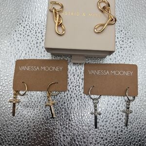 Vanessa Mooney Gold and Silver Cross Earrings